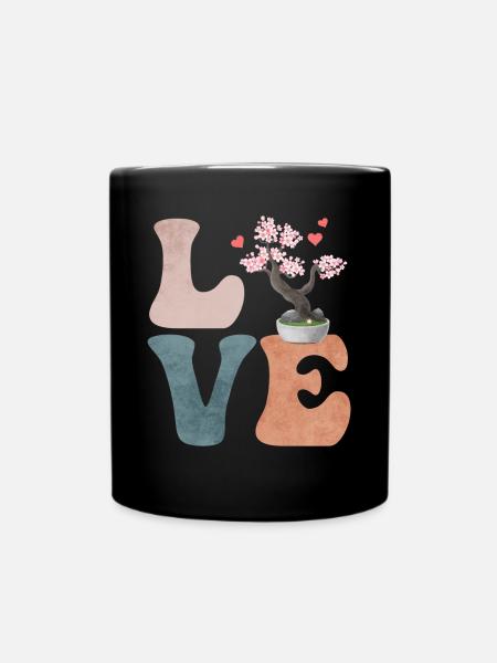 Bonsai Japanese plant - Full Colour Mug - black