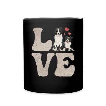 Border Collie Hund - Tasse einfarbig - Schwarz - Vorne