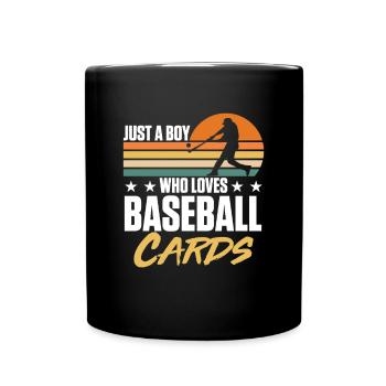 Vintage Un garçon qui aime les cartes de baseball que les hommes collectionnent - Mug uni - noir - Devant