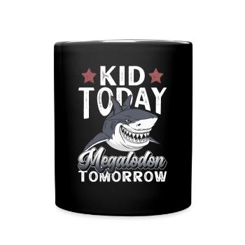 Aujourd’hui enfant, demain mégalodon - requin - Mug uni - noir - Devant