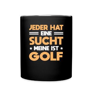 Golfspieler Golfen Golfspielen Meine Sucht Golf - Tasse einfarbig - Schwarz - Vorne