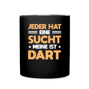 Dartspieler Darten Dartscheibe Meine Sucht Dart - Tasse einfarbig - Schwarz - Vorne