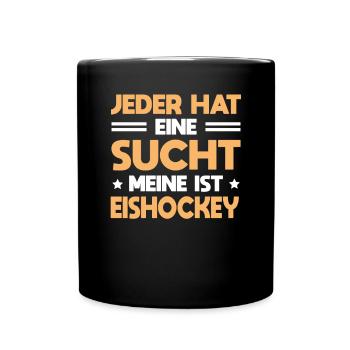 Hockeyspieler Jeder Hat Sucht Meine Ist Eishockey - Tasse einfarbig - Schwarz - Vorne