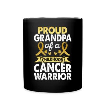 Grandfather of Childhood Cancer Warrior Consciousness Gold - Full Colour Mug - black - Front