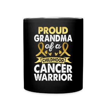 Grandma of Childhood Cancer Warrior Consciousness Gold - Full Colour Mug - black - Front