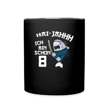8. Geburtstag Ninja 8 Jahre Ninja Hai Kostüm - Tasse einfarbig - Schwarz - Vorne
