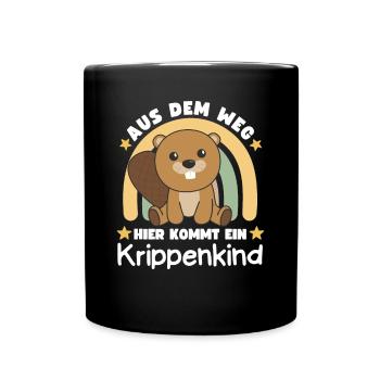 Aus Dem Weg Hier Kommt Ein Krippenkind Biber - Tasse einfarbig - Schwarz - Vorne