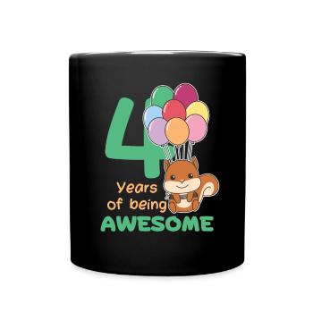 Squirrel for 4th birthday children four years - Full Colour Mug - black - Front