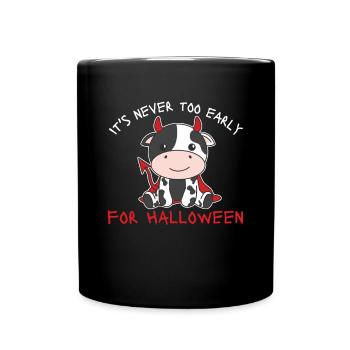 Vache, il n’est jamais trop tôt pour le diable d’Halloween - Mug uni - noir - Devant