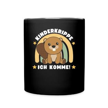 Kinderkrippe Ich Komme! Biber - Tasse einfarbig - Schwarz - Vorne