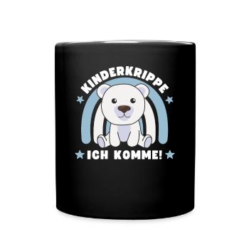 Kinderkrippe Ich Komme! Eisbär - Tasse einfarbig - Schwarz - Vorne