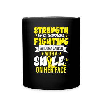 Strength Is A Woman Fighting Sarcoma Cancer - Full Colour Mug - black - Front