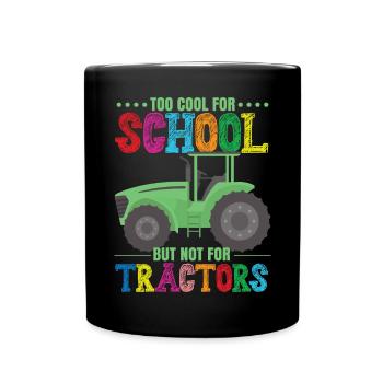 Lustiger Farmer Boys Traktor - Tasse einfarbig - Schwarz - Vorne