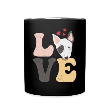 Bull Terrier Hund - Tasse einfarbig - Schwarz - Vorne