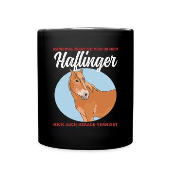 Haflinger Pferde | Haffi Pferdebesitzer Geschenk - Tasse einfarbig - Schwarz - Vorne