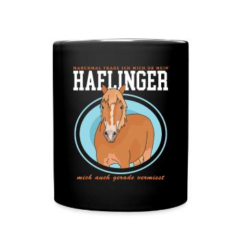 Haflinger Pferde Haffi Pferdebesitzer Geschenk - Tasse einfarbig - Schwarz - Vorne