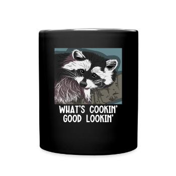 Was kocht gut aussehender Müll-Panda-Freund - Tasse einfarbig - Schwarz - Vorne