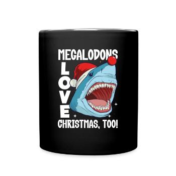 Les mégalodons adorent Noël aussi! Requin de Noël - Mug uni - noir - Devant