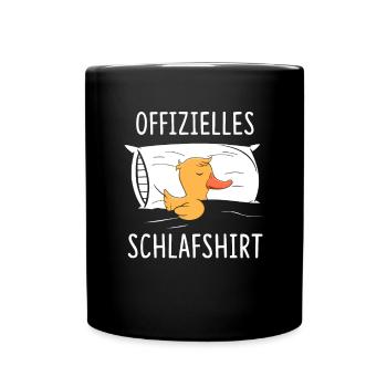 Offizielles Schlafshirt Quietschentchen - Tasse einfarbig - Schwarz - Vorne