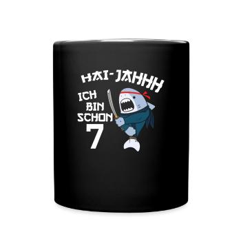 7. Geburtstag Ninja 7 Jahre Ninja Hai Kostüm - Tasse einfarbig - Schwarz - Vorne
