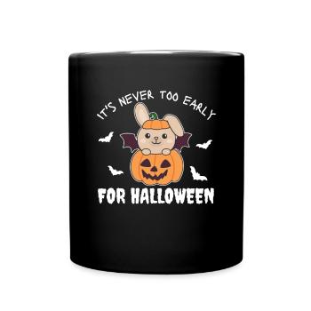 Lapin, il n’est jamais trop tôt pour la citrouille d’Halloween - Mug uni - noir - Devant