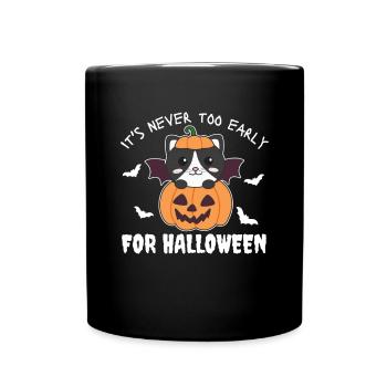 Cat it's never too early for Halloween pumpkin - Full Colour Mug - black - Front