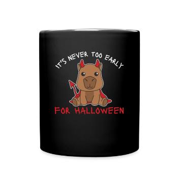 Capybara es ist nie zu früh für Halloween Teufel - Tasse einfarbig - Schwarz - Vorne