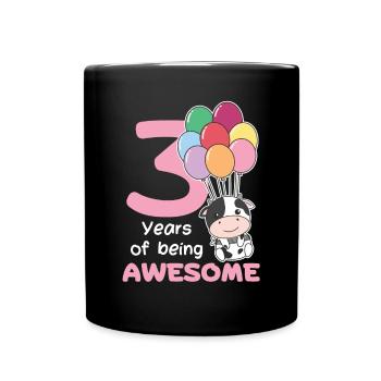 Vache pour 3ème anniversaire enfants de trois ans - Mug uni - noir - Devant