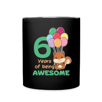 Squirrel for 6th birthday children six years - Full Colour Mug - black - Front