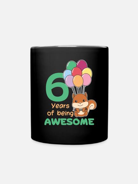 Eichhörnchen zum 6. Geburtstag Kinder sechs Jahre - Tasse einfarbig - Schwarz