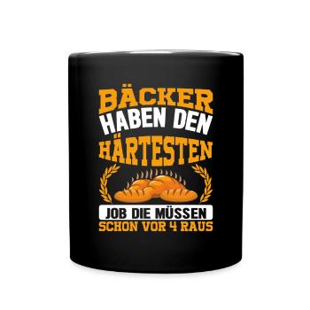 Geschenk für Bäcker Bäckerei - Tasse einfarbig - Schwarz - Vorne