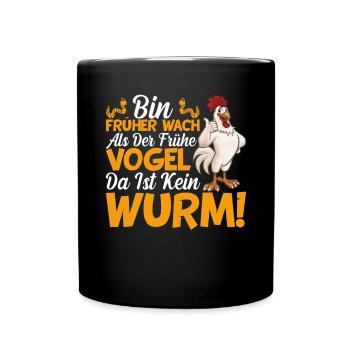 Vogel Wurm Morgenmuffel - Tasse einfarbig - Schwarz - Vorne