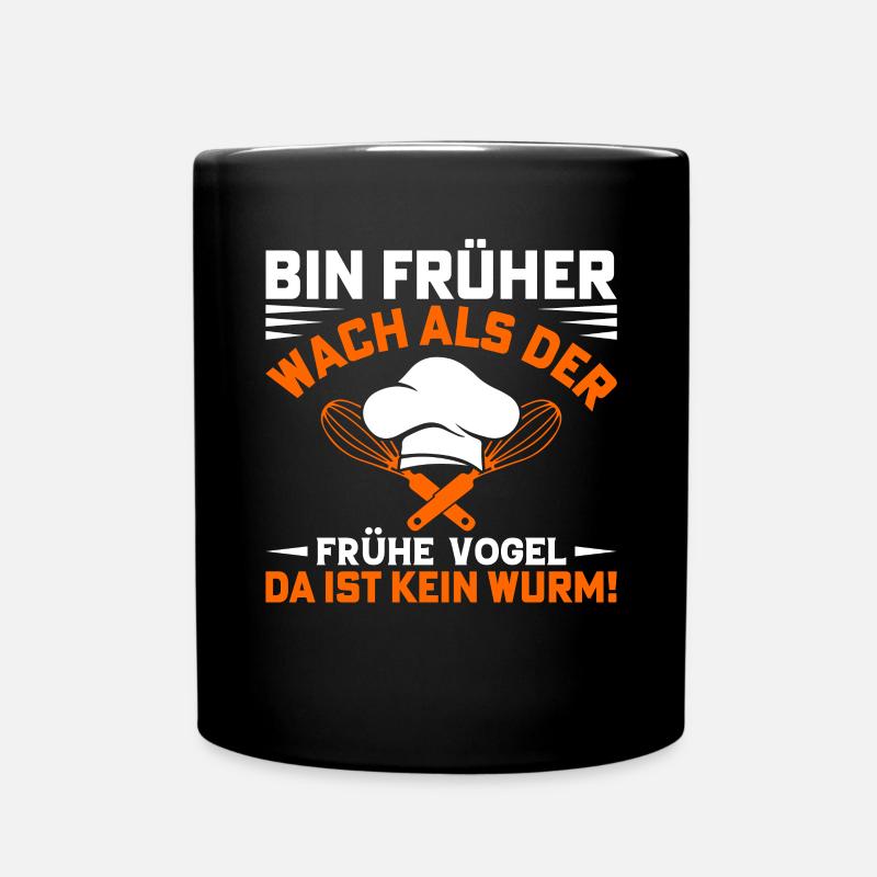 Der Frühe Vogel fängt den Wurm - Tasse einfarbig - Schwarz