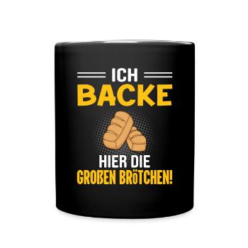 Brötchen Bäcker Geschenkidee - Tasse einfarbig - Schwarz - Vorne
