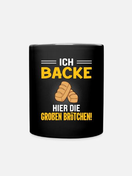 Brötchen Bäcker Geschenkidee - Tasse einfarbig - Schwarz