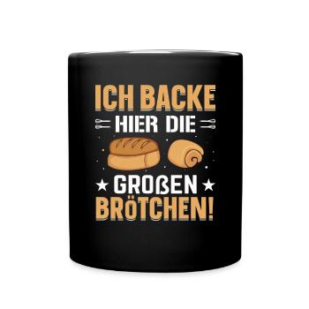 Brötchen Bäcker Bäckerei - Tasse einfarbig - Schwarz - Vorne