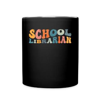 Groovy School Librarian Lesender Bücherwurm - Tasse einfarbig - Schwarz - Vorne