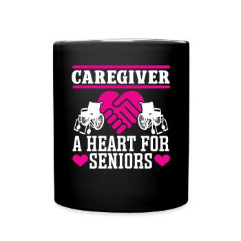 Altenpfleger Caregiver Heart For Seniors Pfleger - Tasse einfarbig - Schwarz - Vorne