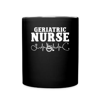 Geriatric Nurse Heartbeat Caregiver - Full Colour Mug - black - Front