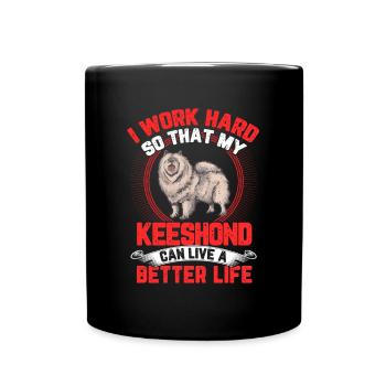 Work for my Wolfsspitz German Keeshond - Full Colour Mug - black - Front