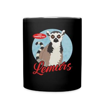 Lemur Katta | Ringelschwanz Lemuren Geschenk - Tasse einfarbig - Schwarz - Vorne