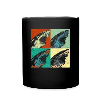 Megalodon Pop Up Retro - Megalodon-Hai - Tasse einfarbig - Schwarz - Vorne