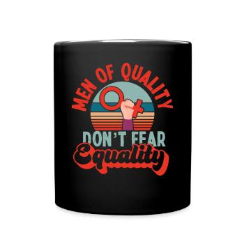 Feminist Retro Men Of Quality - Tasse einfarbig - Schwarz - Vorne