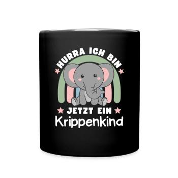 Hurra Ich Bin Jetzt Ein Krippenkind - Tasse einfarbig - Schwarz - Vorne