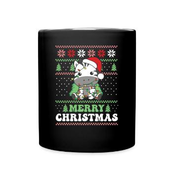 Joyeux Noël rétro moche Noël Zèbre - Mug uni - noir - Devant