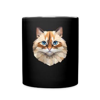Birman Cat Polygon Design - Full Colour Mug - black - Front