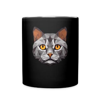 British Shorthair Cat BSH Low Polygon - Mug uni - noir - Devant