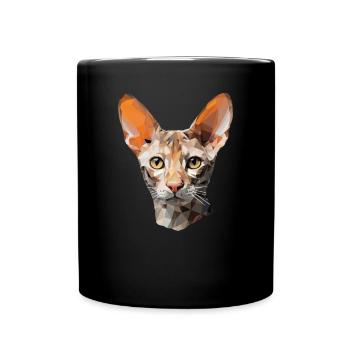 Cornish Rex Cat - Tasse einfarbig - Schwarz - Vorne