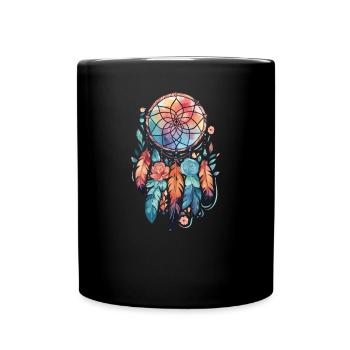 Dream Catcher Traumfänger Federn - Tasse einfarbig - Schwarz - Vorne