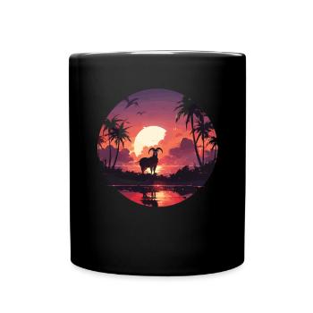 Tiere Ziegen Sonnenuntergangn Ziege Tierliebhaber - Tasse einfarbig - Schwarz - Vorne